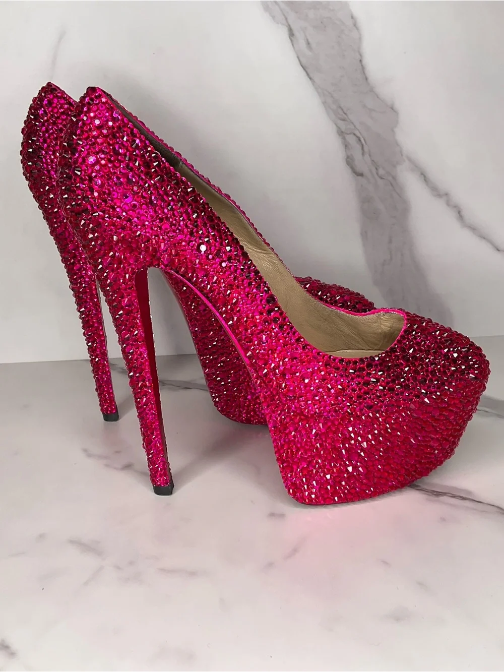 Christian Louboutin Victoria Hot Pink Strass Crystal Pumps Size US 10 / EU 40